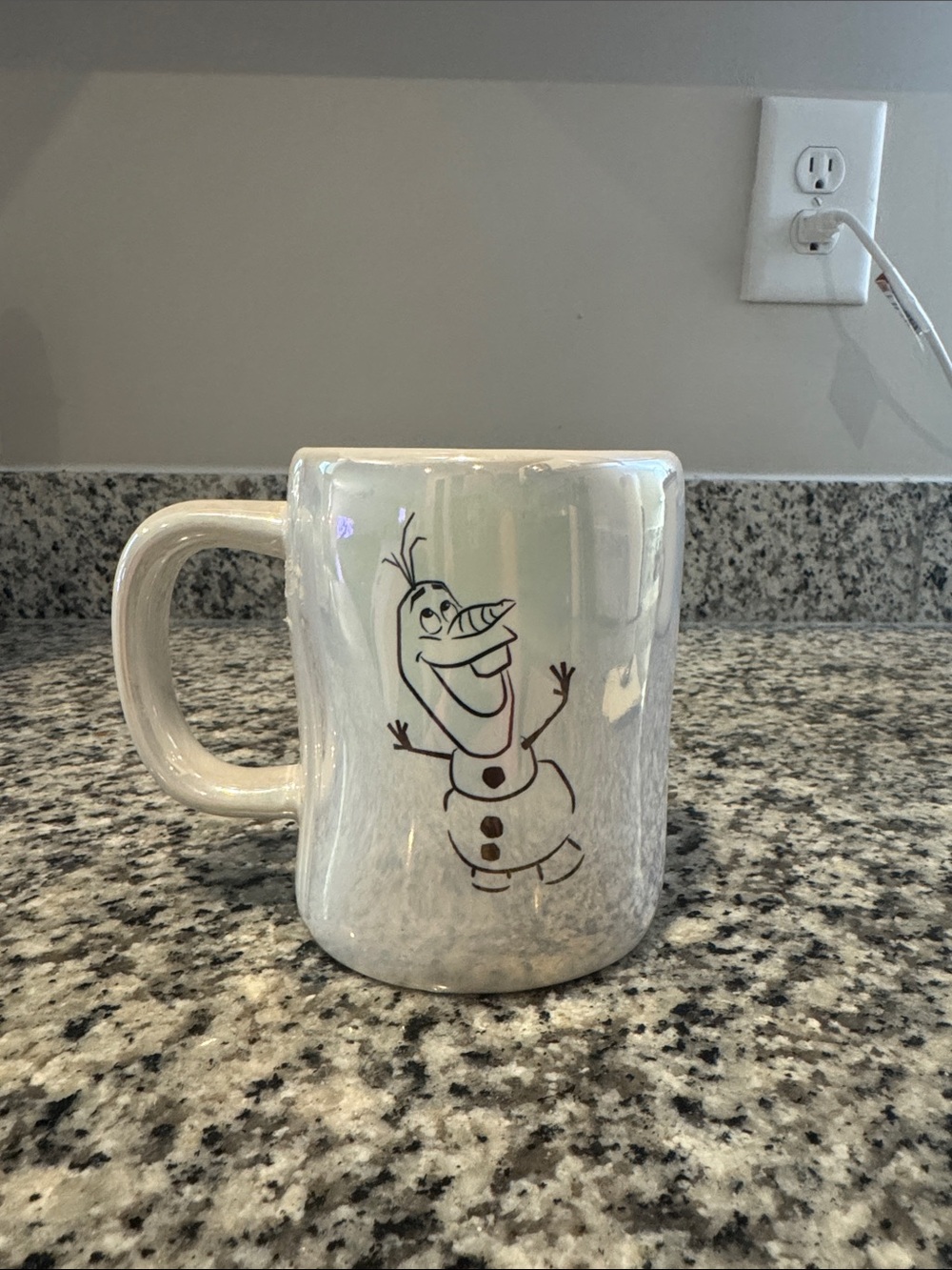 Rae Dunn White Ceramic Mug with Olaf Illustration